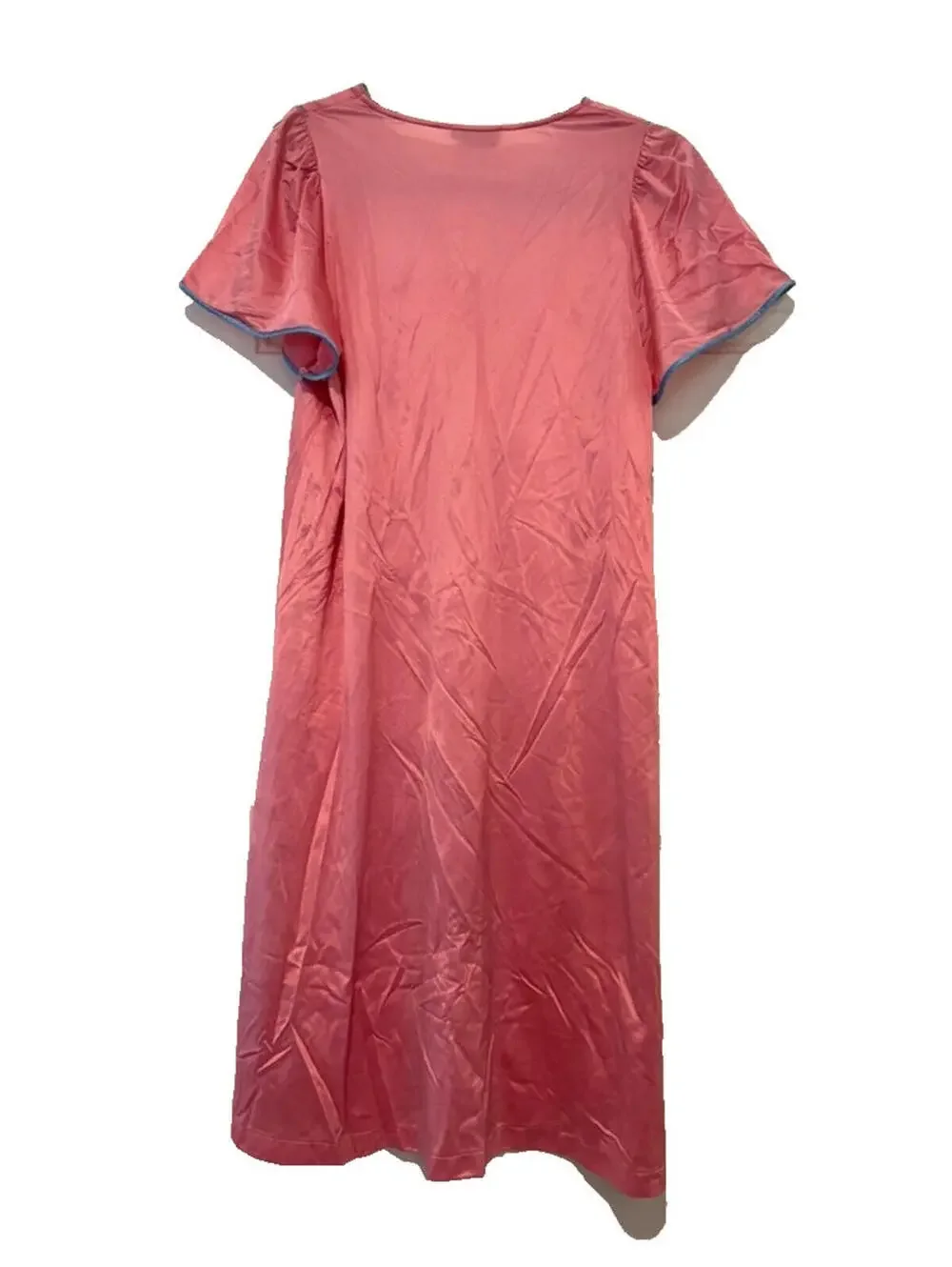 Vintage 60's Vanity Fair sz M pink‎ embroidered short sleeve button down robe FF